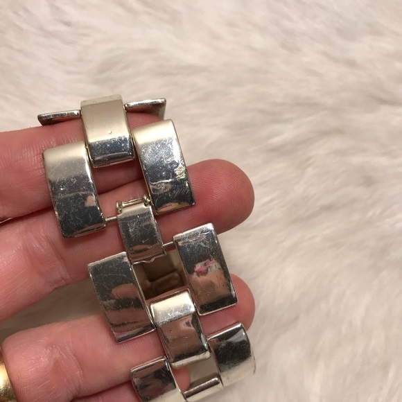 Vintage Chunky Bismarck Chain Silvertone Bracelet - Picture 5 of 5